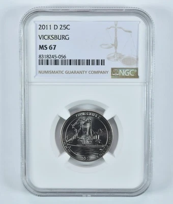 2011-D Washington Quarter Vicksburg America The Beautiful MS67 NGC *3645 - Image 1 of 4