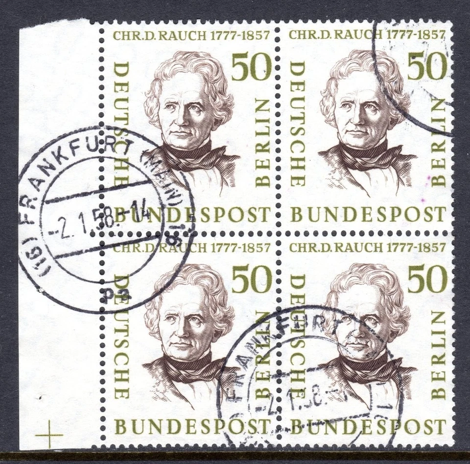Germany Berlin Scott #9N156 VF Used 1957 Christian Rauch Block of 4 - Image 1 of 1