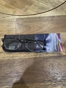 NWT FOSTER GRANT Black With Silver +3.25 Warwick reading glasses WITH CASE - Picture 1 of 5