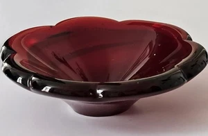 Mid-Century, Ruby Red, Glass Dish Astray Trinket Dish Bowl By Flygfors, Sweden - Picture 1 of 5