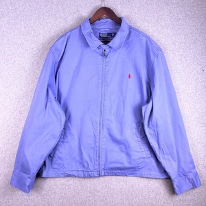 Vintage Polo Ralph Lauren Jacket Men's 2XL Blue Harrington Bomber Red Pony 90's - Picture 1 of 13
