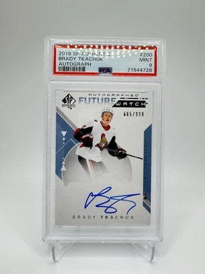 2018-19 SP Authentic Brady Tkachuk Future Watch Rookie Auto /999. PSA 9. - Image 1 of 2