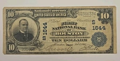 Series 1902 $10 Large National Bank Note The First National Bank Of Houston - Image 1 of 4