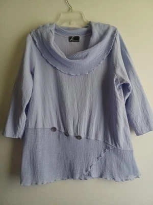 Fenini Top Gasa Algodón Azul Sólido Morado Mediano M Grande L Foto 1 de 3