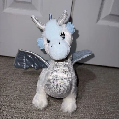 Ganz White & Blue Dragon Plush Stuffed Animal Silver Wings Fantasy Toy - image 1 of 4
