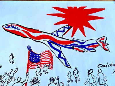Póster original de Calder Braniff Airlines 1976 con impresión litográfica de colección Mcm Foto 1 de 4