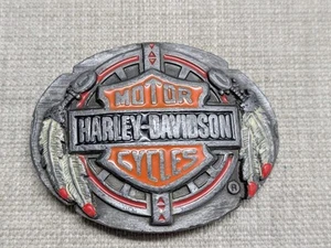 vintage USA made HARLEY DAVIDSON belt buckle NATIVE AMERICAN INDIAN motorcycle - Picture 1 of 7