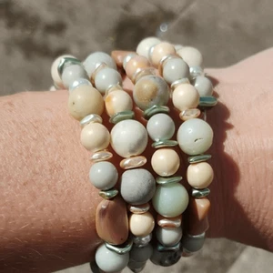 Large Wrap Bracelet Delicate Pearl Natural Stone's Handmade Original - Picture 1 of 10