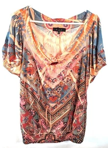Bleu women women's multicolor flower embellished tunic 3X preowned - Picture 1 of 4