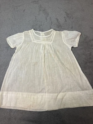 Antique Infant Linen Dress Creepy Halloween Doll Dress Clothes Stains - Image 1 of 4
