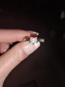 stainless steel ring with heart shaped opal stone - Picture 1 of 2