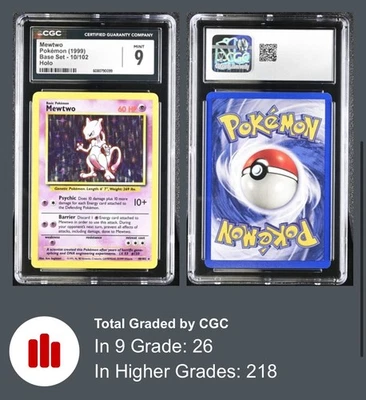 Mewtwo 10/102 Base Set Holo Rare 1999 CGC 9 MINT - Image 1 of 3