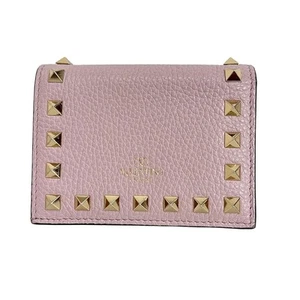Auth VALENTINOGARAVANI Rockstud 3W2P0P39KHF Pink Leather - Bifold Wallet - Picture 1 of 5