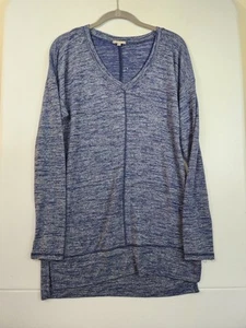 Mododoc Womens Size S Blue Heathered Long Sleeve V-Neck Tunic Sweater - Picture 1 of 4