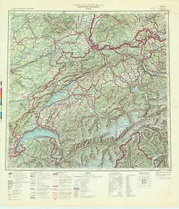 Mappa del traffico militare sovietica russa - BERNA (Svizzera), 1:500 000, ed. 1982 - Foto 1 di 2