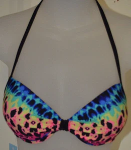Women's Rue Bleu Multi Color Geo Splash Bikini Push Up Swim Top Sizes S, M - Picture 1 of 2