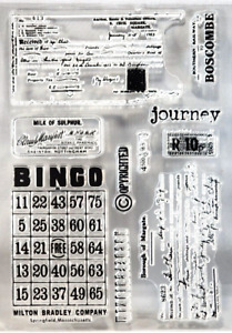 Carte de bingo Ephemera ancienne étiquette timbre transparent 6" x 8"