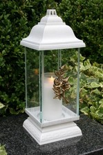 Grablaterne Grablampe Grableuchte Bronze Rose Grabschmuck inkl. Grablicht Kerze