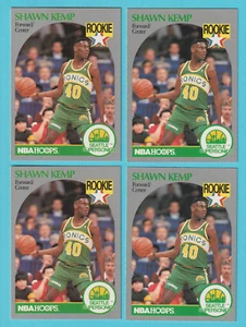 Lot of (4) 1990-91 Hoops RC Shawn Kemp Seattle Supersonics #279 🏀 - Imagen 1 de 2