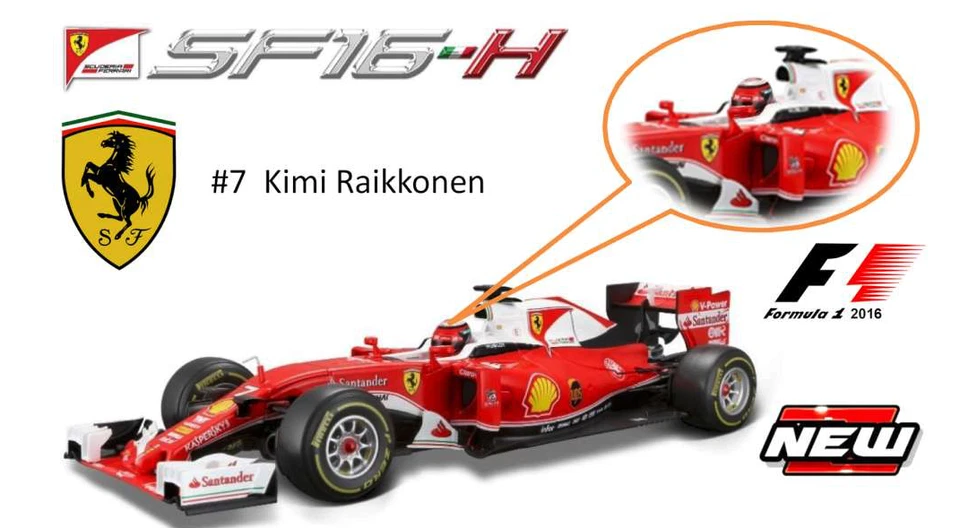 Ferrari SF16-H N° 7 Kimi Raikkonen 2016 Bburago 1/18 - Immagine 1 di 1