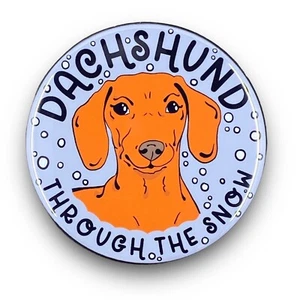 Dachshund Pinback Button Christmas Wiener Dog Pin Accessory 2.25" Red - Picture 1 of 6