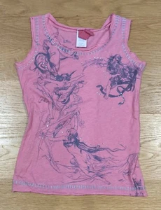 NWT Tru Luv (Little Mass) Sz S 7 8 9 Bright Pink Tank Top Blue Angel Fairy Music - Picture 1 of 4