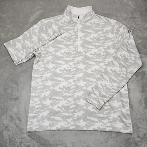 Straight Down Golf Pullover Mens Medium White Camo 1/4 Zip Performance Stretch - Picture 1 of 12