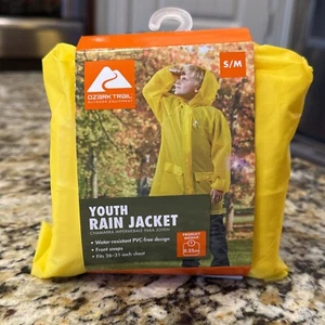 Ozark Trail Youth Rain Jacket S/M Fits 26"-31" Chest Front Snaps Yellow New - Picture 1 of 4