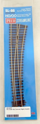 HO/OO Scale Large Radius Curved Right Hand Turnout w/Insulfrog - PECO #SL-86 - Image 1 of 2