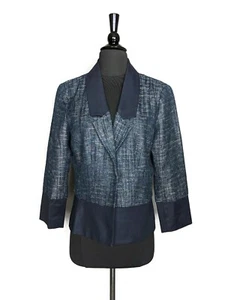 Adrianna Papell Blue Metallic Tweed Open Jacket Sz 10 - Picture 1 of 3