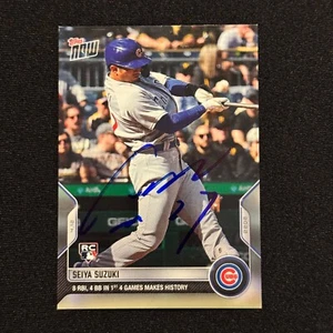 SEIYA SUZUKI Autógrafo Firmado 2022 Topps AHORA 8 RBI 4 BB 1st 4 Juegos Tarjeta RC #40 - Imagen 1 de 1