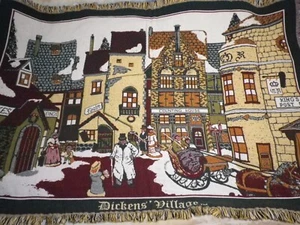 Dicken's Village Woven Tapestry Throw Blanket 67x45 Christmas Winter Scene - Picture 1 of 10