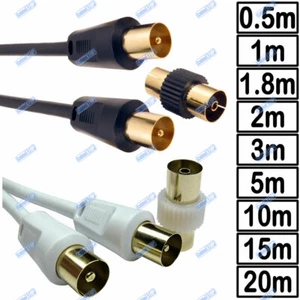 1m - 20m RF Coaxial Digital TV Aerial Cable Television Extension Coax Fly Lead - Picture 1 of 21