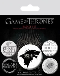LICENCIA OFICIAL - JUEGO DE TRONOS - WINTER IS COMING PAQUETE DE 5 INSIGNIAS ESTRICTO - Imagen 1 de 1