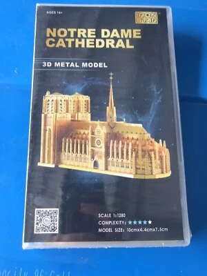 3D METAL MODEL  NOTRE DAME CATHEDRAL  Gold New In Box, Unopened. - Image 1 of 2