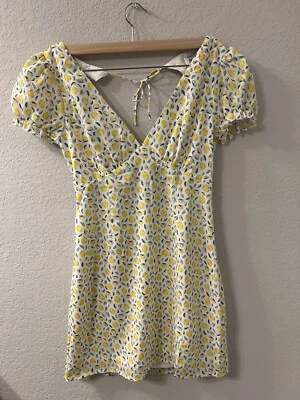 Mini Vestido Princesa Polly Mujer Kasey Talla US 6 AU 10 Estampado Limón Amarillo Nuevo con Etiquetas Foto 1 de 4