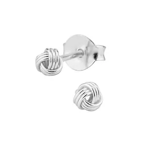 Nuevo 925 Plata de Ley Mujer de la Suerte Giro Nudo Pendientes de Presión - Imagen 1 de 1