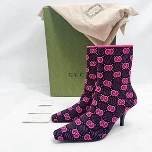 Stivaletti Gucci maglia tecnica GG monogramma quadrati G nuovi con scatola Fucsia 37,5G - Foto 1 di 15