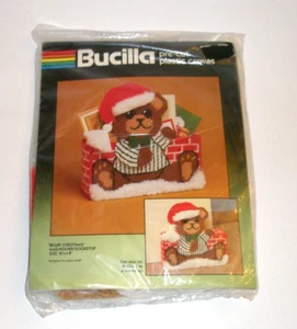 Bucilla Beary Christmas Mailholder Doorstop Plastic Canvas #61045 New - Picture 1 of 6