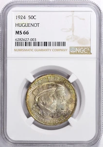 1924 Huguenot Commemorative Half MS-66 NGC Certified - Color! - Picture 1 of 5