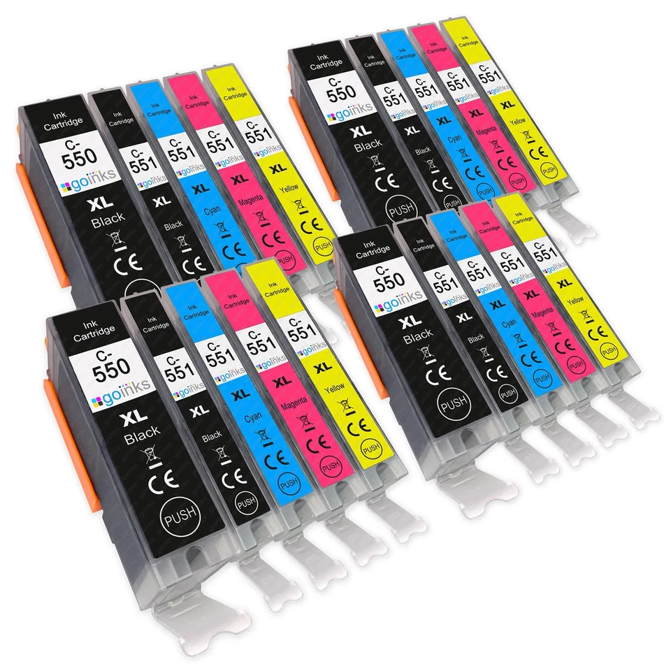 20 Printer Ink Cartridges (5 Set) to replace Canon PGI-550 & CLI-551 Compatible - Image 1 of 4
