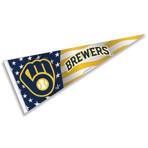 Milwaukee Brewers Nation USA Stars and Stripes Pennant MLB 12 in X 30 in Pennant Cover