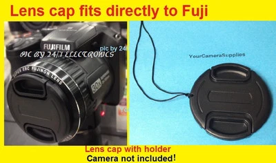 FRONT SNAP-ON LENS CAP DIRECTLY TO FUJI S4800 HD S4800HD FINEPIX FUJIFILM+HOLDER - Image 1 of 4