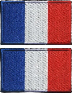 2pc French Flag Patch Embroidered Morale Military Tactical Patches Hook and Loop - Picture 1 of 11