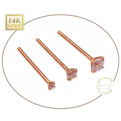 Piercing nariz diamante moissanita recto oro rosa 14K 20GA piedras preciosas piedra preciosa Foto 1 de 4