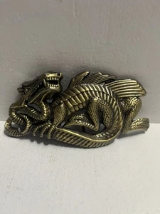 - Drachen Gürtelschnalle Messing 80er Jahre Vintage Schmuck  - Bild 1 von 3