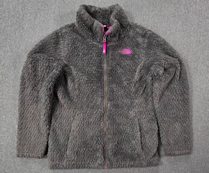 The North Face Fleece Jacket Girls Size Large Osito Gray Pink Logo - Picture 1 of 9