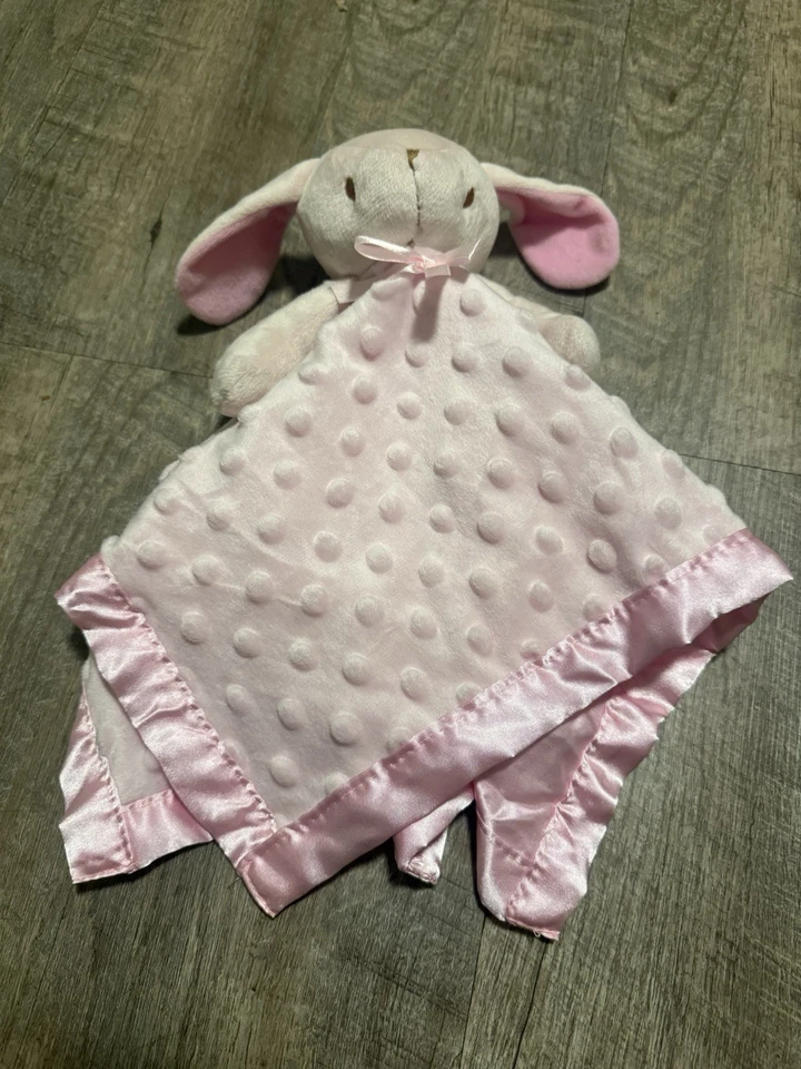 Pro Goleem 粉色 兔子 兔子 Lovey 毛绒 安全毯 缎面 — 第 1/3 张图片