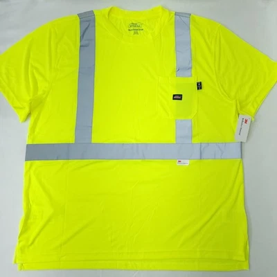 Camisa Dickies ANSI Clase 2 Alta Visibilidad Cinta 3M XXL Manga Corta Seguridad Amarilla Nueva con Etiquetas Foto 1 de 4