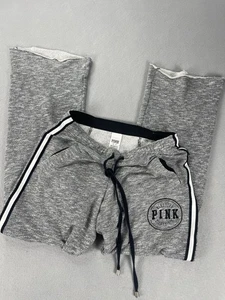 PINK Sweats XS Gray Limited Edition Y2K Stripe 1986 Drawstring - Picture 1 of 8